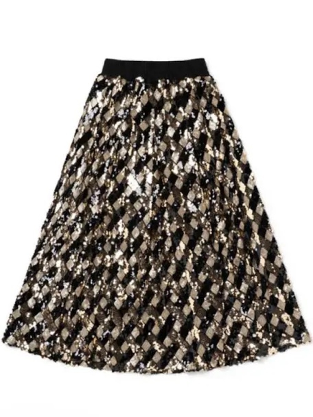 BURU Black and Gold Sequin A-Line Maxi Skirt - NEW, NEVER WORN